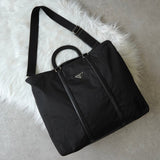 プラダ ポコノ テスート ナイロン / レザー 2way ショルダーバッグ ハンドバッグ ビジネスバッグ ブラック - NEWSED