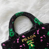 プラダ カナパ パイル 花柄 2way ハンドバッグ ショルダーバッグ ブラック