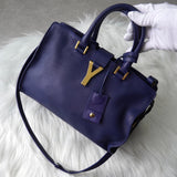 イヴサンローラン プチカバス レザー 2WAY ハンドバッグ ショルダーバッグ バッグ ブルー - NEWSED