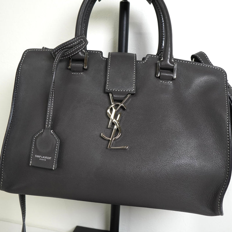 サンローラン ベイビーカバス レザー 2way ハンドバッグ ショルダーバッグ グレー - NEWSED