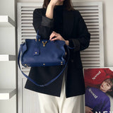 イヴサンローラン プチカバス レザー 2WAY ハンドバッグ ショルダーバッグ バッグ ブルー - NEWSED