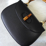 グッチ バンブー レザー 2way ハンドバッグ ショルダーバッグ ブラック - NEWSED