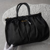 Prada Tessuto Pocono Nylon/Leather Braided Handle Ribbon Gathered 2way Handbag Shoulder Bag Black