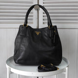 プラダ レザー 2way ハンドバッグ ショルダーバッグ ブラック - NEWSED