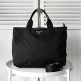 プラダ テスートナイロン / サフィアーノレザー 三角プレート 2way ハンドバッグ ショルダーバッグ ブラック - NEWSED