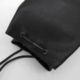 ジルサンダー ドローストリング レザー 2way 肩掛け 巾着バッグ バケットバッグ ショルダーバッグ ハンドバッグ ブラック - NEWSED