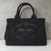 Prada Canapa 牛仔布两用手提包/单肩包，灰色