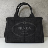プラダ カナパ デニム 2way ハンドバッグ ショルダーバッグ グレー - NEWSED