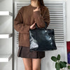 Celine Macadam Patent Leather 2-way Handbag Shoulder Bag A4 Storage Black