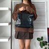 Celine Macadam Patent Leather 2-way Handbag Shoulder Bag A4 Storage Black