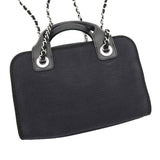 シャネル ドーヴィル キャンバス レザー 2way ハンドバッグ チェーンショルダーバッグ ブラック A番台8桁 - NEWSED