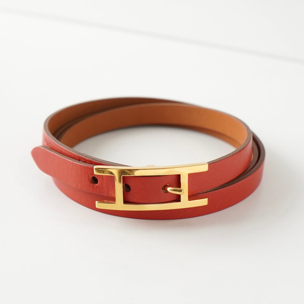 Hermès Api 3 红色皮革手镯