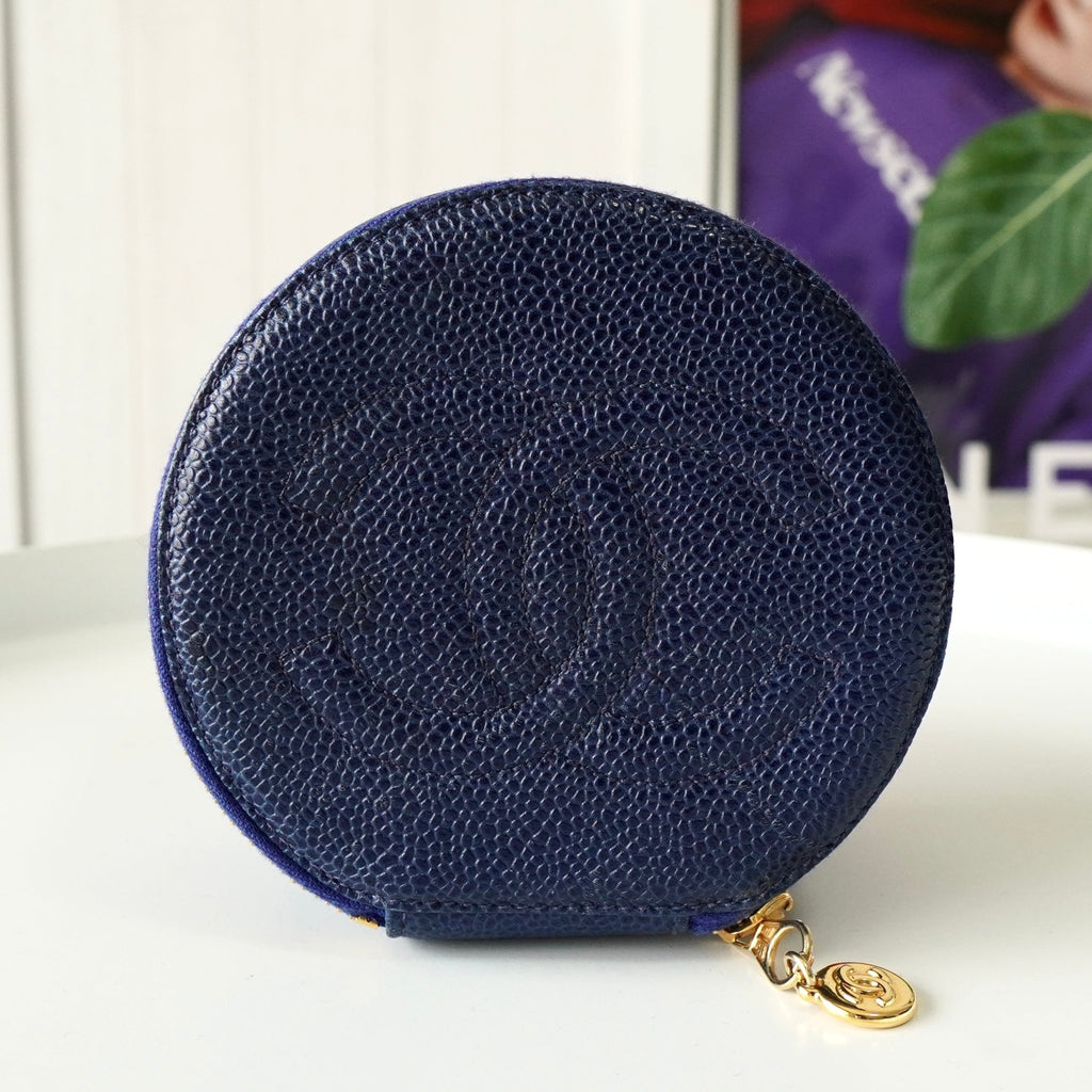 Chanel Coco Mark Caviar 鱼子酱皮包，海军蓝