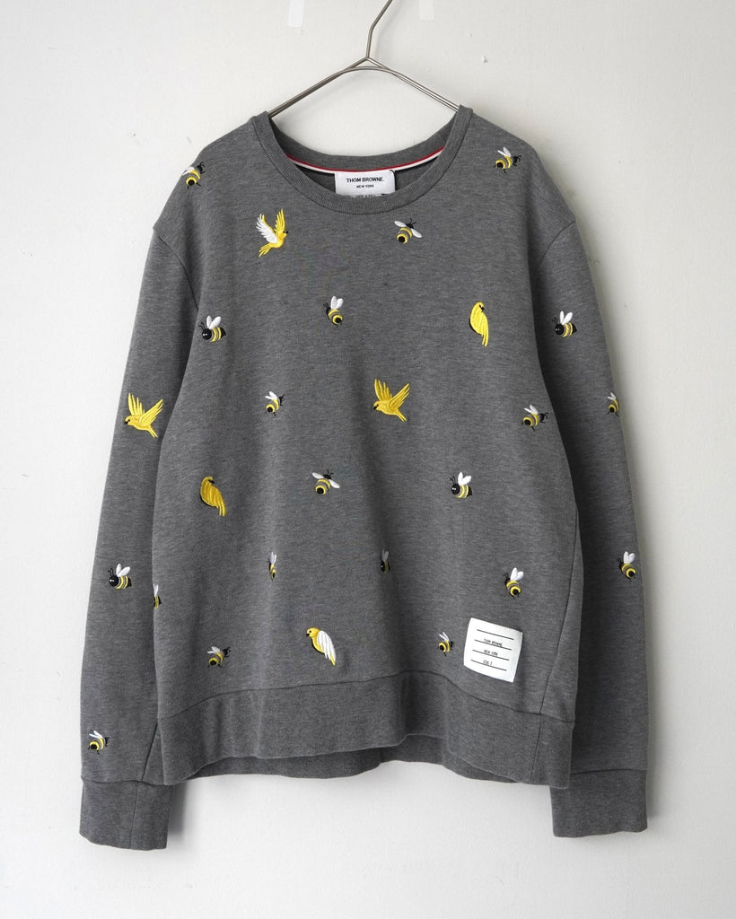 トムブラウン バード ビー 刺繍 スウェット グレー サイズ3 レディース