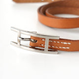 エルメス アピ3 レザー ブレスレット ブラウン シルバー - NEWSED