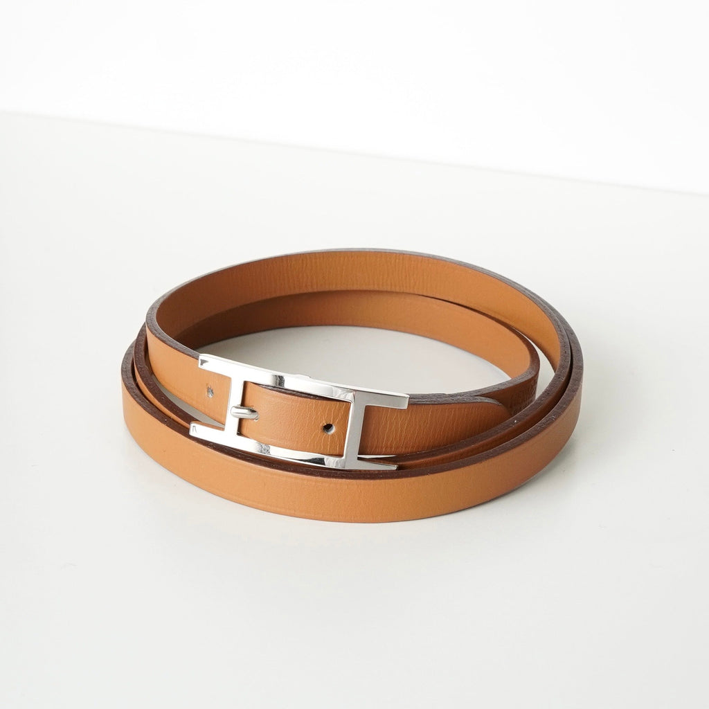 Hermès Api 3 棕色皮革手镯