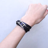 エルメス アピ3 レザー ブレスレット ブラック / シルバー □G刻 箱付き - NEWSED
