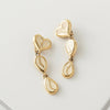 Givenchy 3 Row Heart Teardrop Motif GP Gold White Earrings
