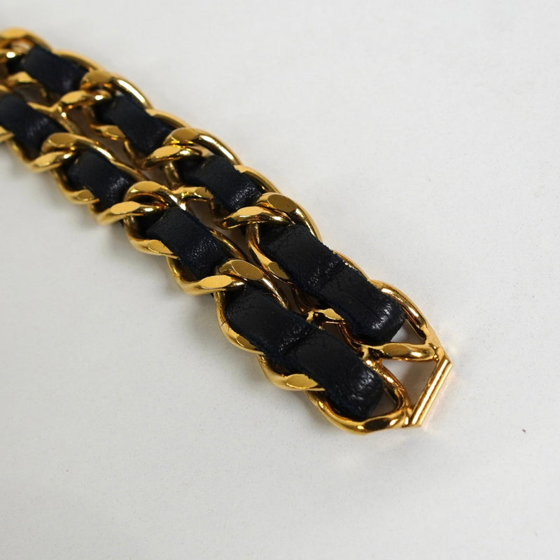 シャネル ココマーク 3連 レザー チェーンベルト GP ゴールド / ブラック - NEWSED