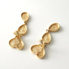 Givenchy 3 Row Heart Teardrop Motif GP Gold White Earrings