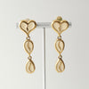 Givenchy 3 Row Heart Teardrop Motif GP Gold White Earrings