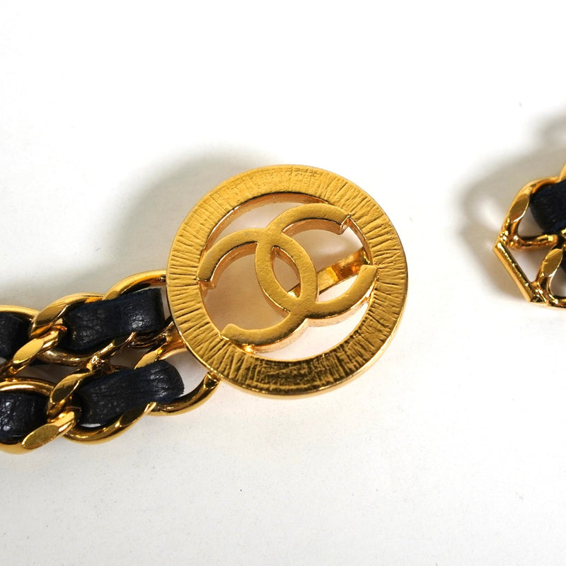 シャネル ココマーク 3連 レザー チェーンベルト GP ゴールド / ブラック - NEWSED
