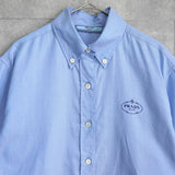 プラダ ロゴ 刺繍 クロップド 半袖シャツ ブルー レディース