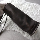 Vintage Black × Dark Brown Leather Tote Bag