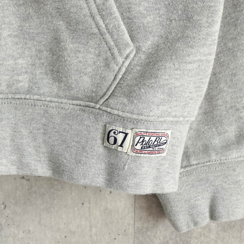 ポロ ラルフローレン フェルトロゴ フルジップ パーカー ライトグレー