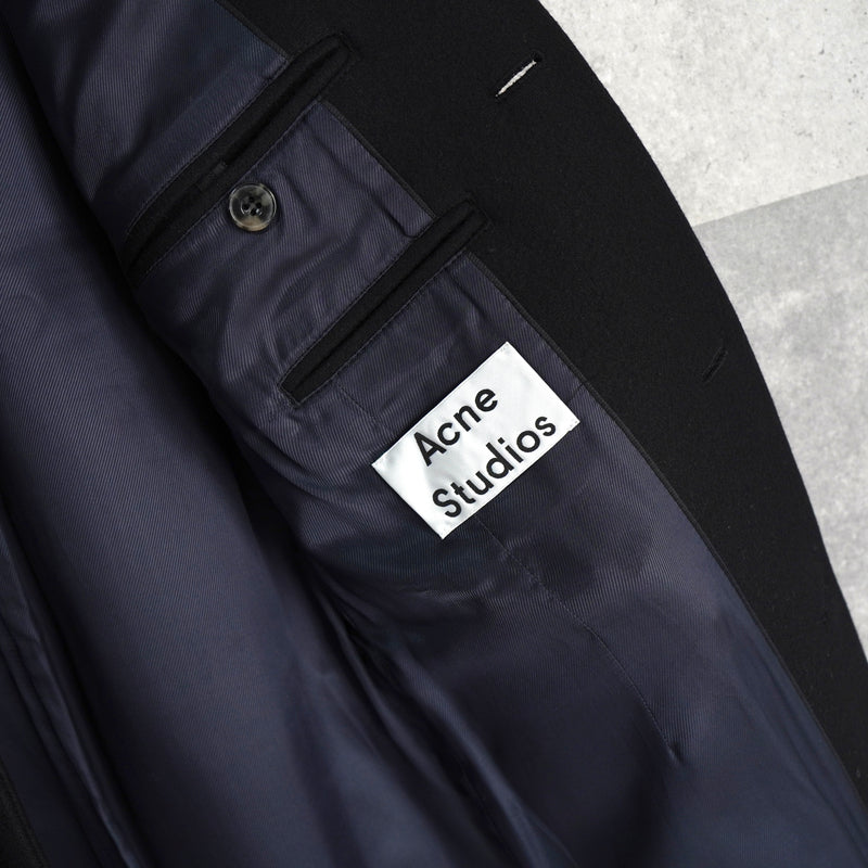 アクネ ストゥディオズ メルトンウール チェスターコート ブラック