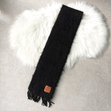 ロエベ アナグラム レザーパッチ モヘア マフラー ブラック