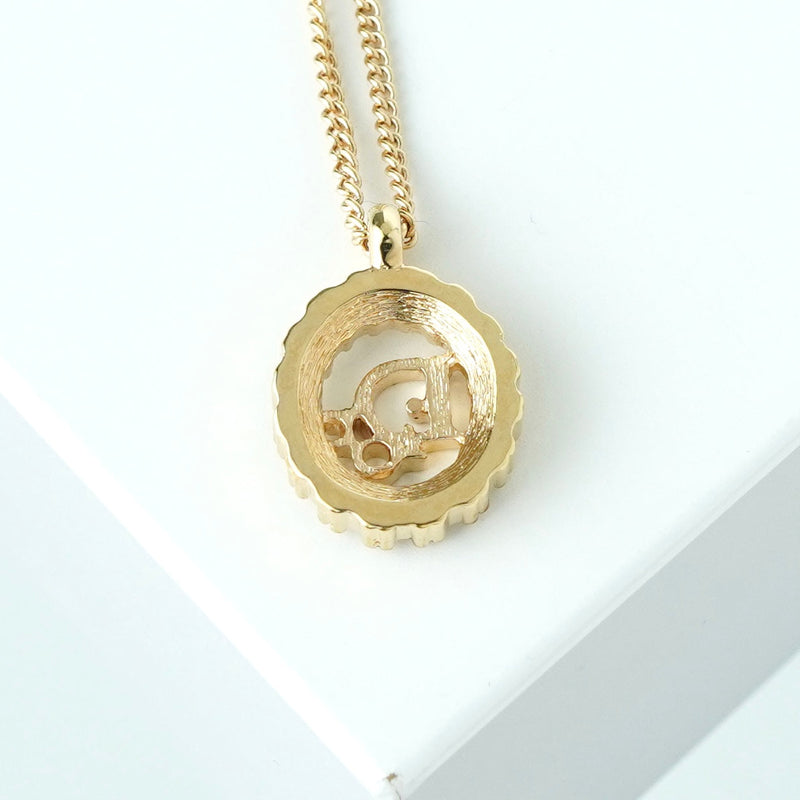 クリスチャン ディオール Diorロゴ オーバル ラインストーン ネックレス GPゴールド