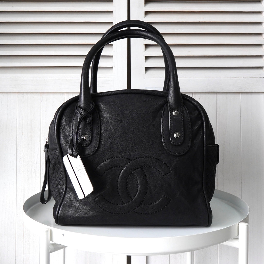 シャネル ココマーク 31 RUE CAMBON ラムスキン ミニボストンバッグ ブラック