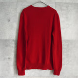 ポロ ラルフローレン Vネック スモールポニーロゴ ウール ニット レッド