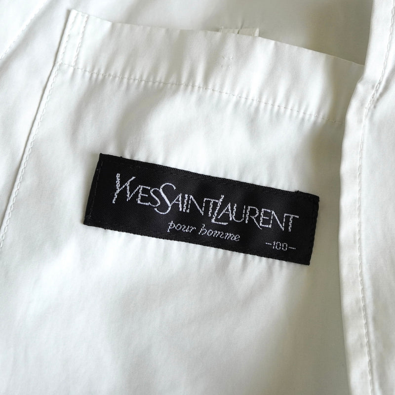 イヴ サンローラン ヴィンテージ YSLロゴ 刺繍 ブルゾン ホワイト