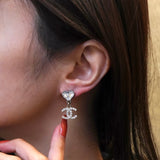 シャネル ココマーク ハート ラインストーン ピアス レディース