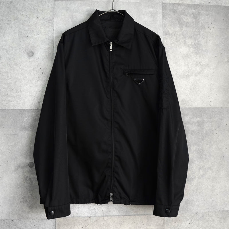 プラダ Re-Nylon トライアングルロゴ ナイロン シャツジャケット メンズ ブラック