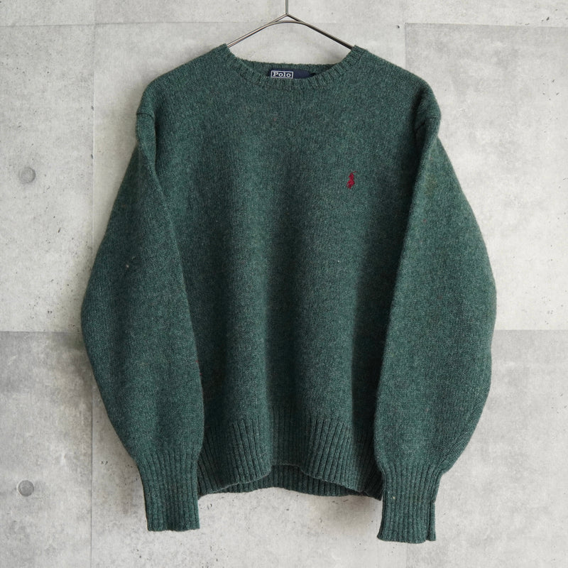 ポロ ラルフローレン スモールポニーロゴ ウール ニット グリーン