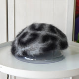 ヴィヴィアン ウエストウッド オーブ ヒョウ柄 アンゴラ モヘア ベレー帽 グレー