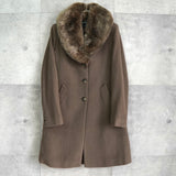 ローレン ラルフローレン カシミヤ混紡 ファー ウールコート ブラウン レディース