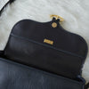 Christian Dior CD logo gold hardware leather shoulder bag navy