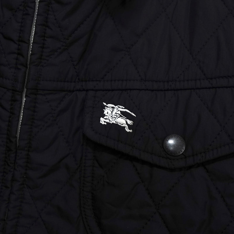 バーバリー ブルーレーベル ホースロゴ ノバチェック裏地 キルティングジャケット ブラック