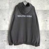 バレンシアガ ヴィンテージ ウォッシュ加工 ロゴ オーバーサイズ フーディー パーカー グレー