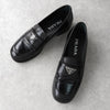 プラダ ブラッシュドレザー ローファー 三角プレート ブラック 35 1/2