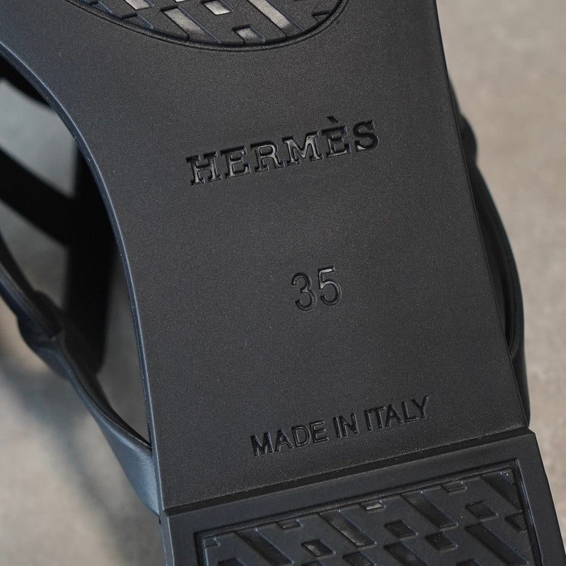 エルメス エジェリ シェーヌダンクル ラバー サンダル ブラック サイズ35 / 約22cm 箱付き - NEWSED