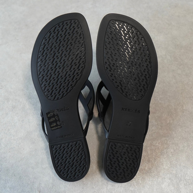 エルメス エジェリ シェーヌダンクル ラバー サンダル ブラック サイズ35 / 約22cm 箱付き - NEWSED