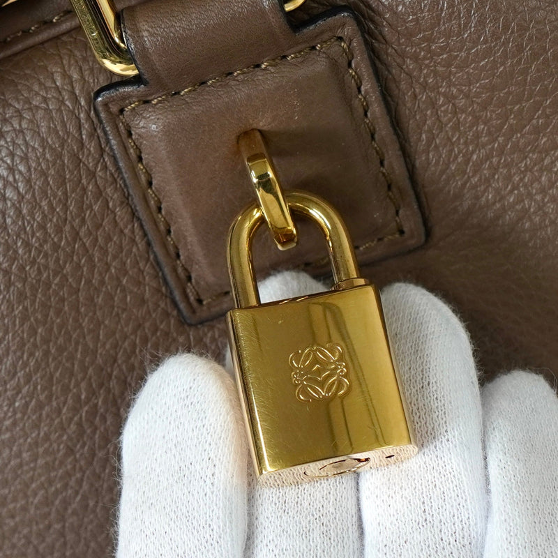 ロエベ アマソナ36 アナグラム ナッパレザー ハンドバッグ ブラウン - NEWSED