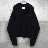 アミパリ アミ パリス ハートロゴ ポロニット ブラック タグ付き未使用品