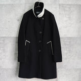 ジルサンダー レザー切り替え 変形 前立て ウールコート レディース ブラック / ホワイト