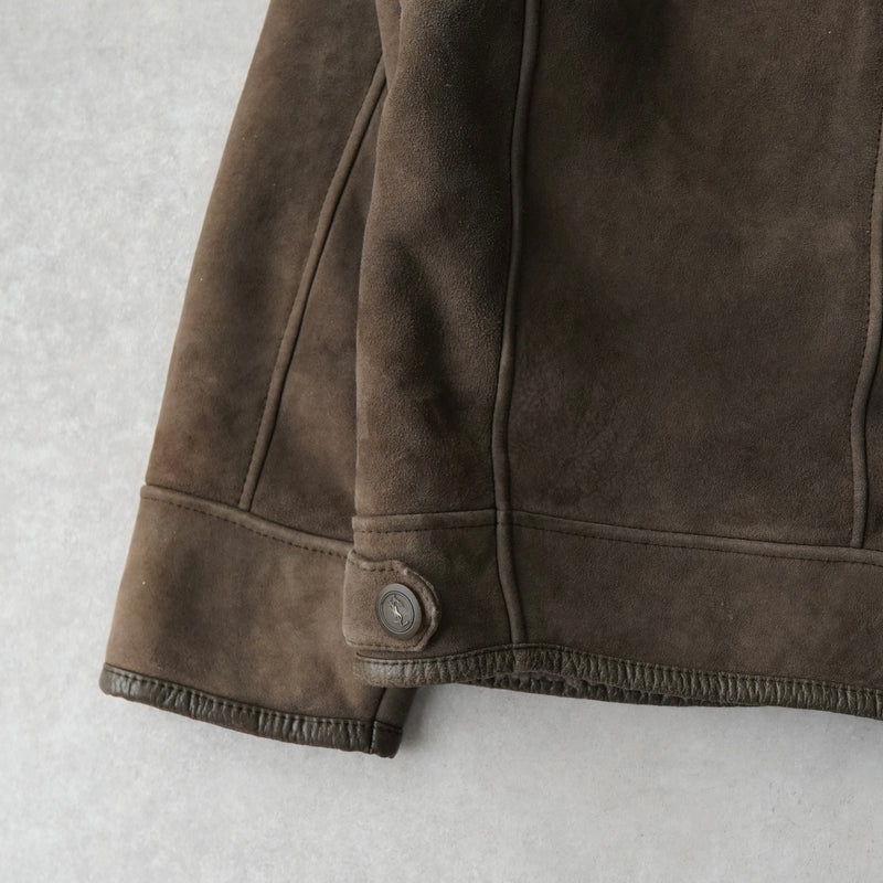 イヴサンローラン ヴィンテージ YSLロゴ ボタン ムートン ジャケット ブラウン